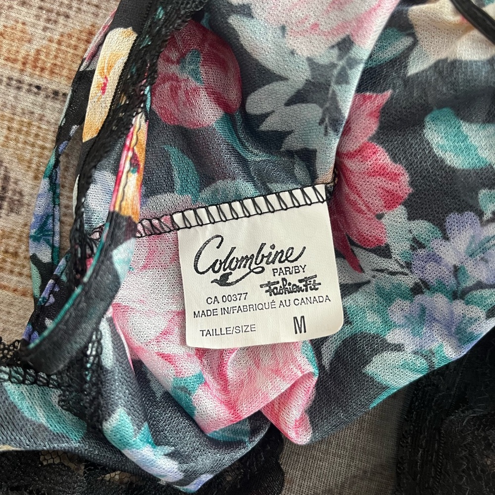 Vintage Floral print Lace Chemise lingerie bodysuit - Picture 5 of 5